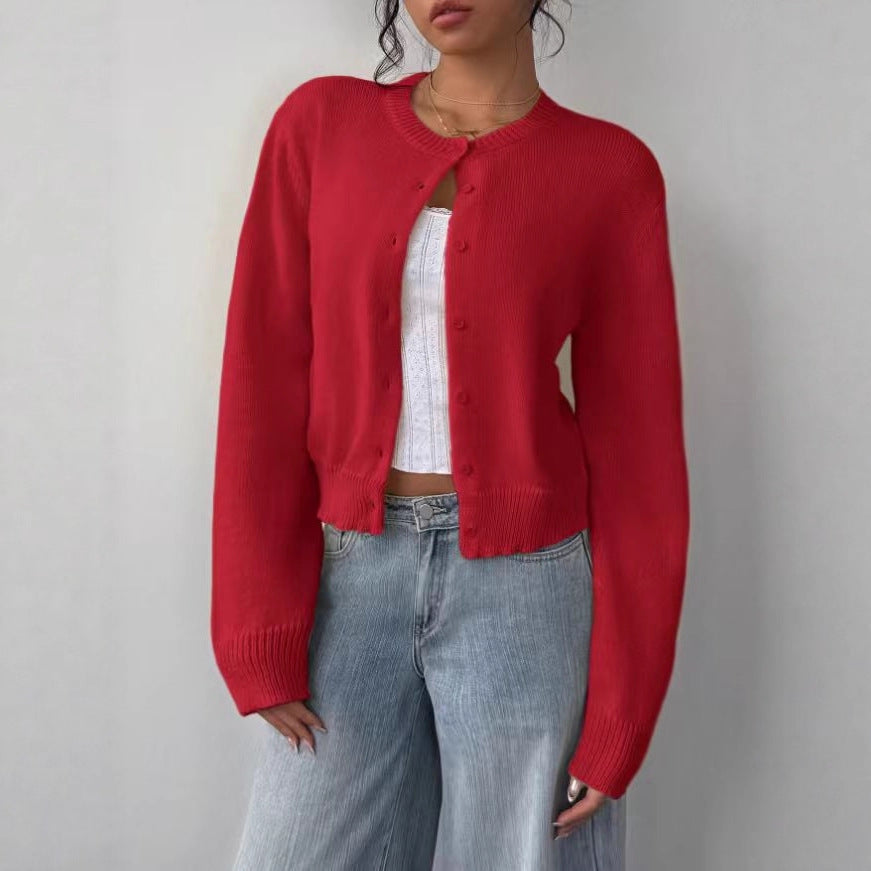Cardigan Damen mit Rundhalsausschnitt und Knopfdetails - 2 - Trendlinie