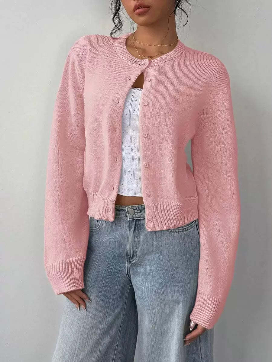 Cardigan Damen mit Rundhalsausschnitt und Knopfdetails - 5 - Trendlinie