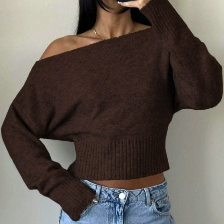 Schulterfreier Pullover Damen mit lässigem Schnitt und weitem Arm - 1 - Trendlinie