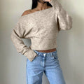 Schulterfreier Pullover Damen mit lässigem Schnitt und weitem Arm - 4 - Trendlinie