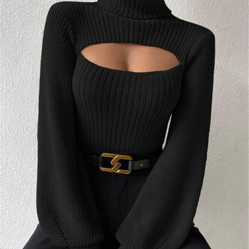 Pullover Damen mit hochgeschlossenem Kragen und Cut-Outs - 1 - Trendlinie