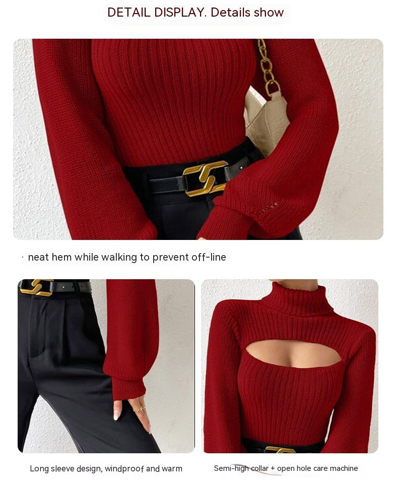 Pullover Damen mit hochgeschlossenem Kragen und Cut-Outs - 10 - Trendlinie