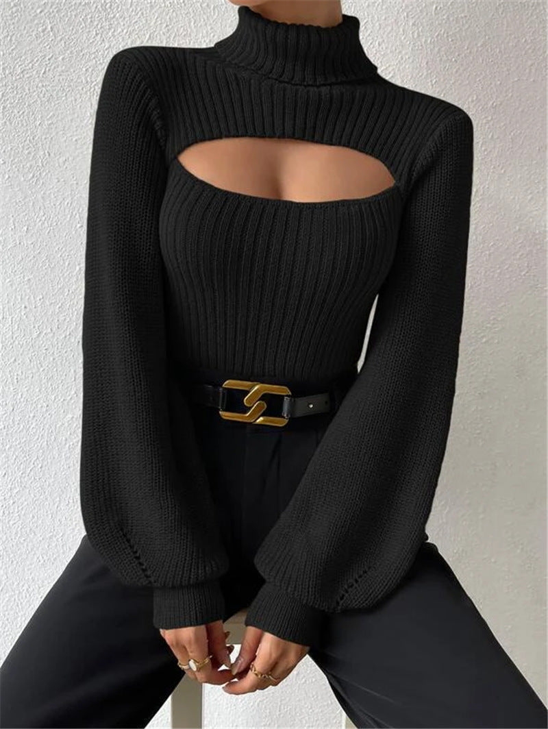 Pullover Damen mit hochgeschlossenem Kragen und Cut-Outs - 14 - Trendlinie