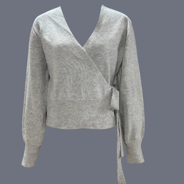 Wickelpullover Damen mit V-Ausschnitt und Gürtel - 6 - Trendlinie