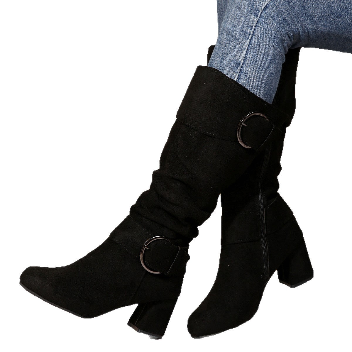 Damen Boots mit hohem Schaft und modischem Gürtel - 3 - Trendlinie