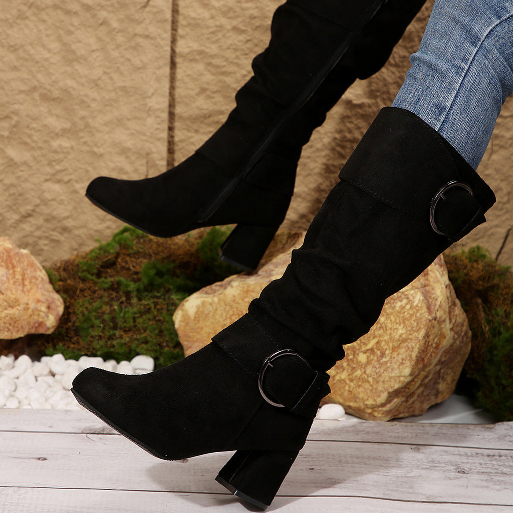 Damen Boots mit hohem Schaft und modischem Gürtel - 6 - Trendlinie