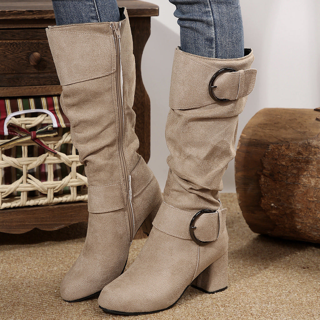 Damen Boots mit hohem Schaft und modischem Gürtel - 7 - Trendlinie