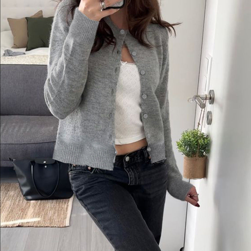 Cardigan Damen mit Rundhalsausschnitt und Knopfverschluss - 6 - Trendlinie