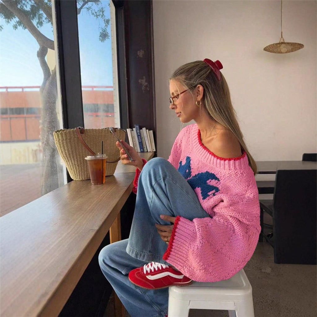 Damen Pullover mit lässigem Schnitt und off-shoulder Design - 2 - Trendlinie