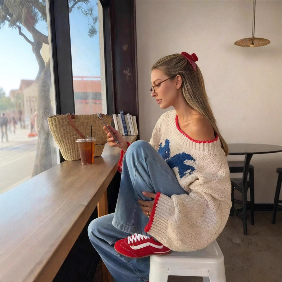 Damen Pullover mit lässigem Schnitt und off-shoulder Design - 6 - Trendlinie