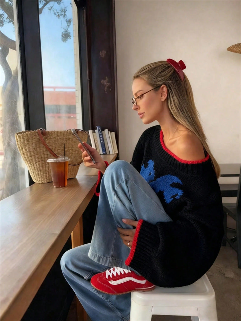Damen Pullover mit lässigem Schnitt und off-shoulder Design - 7 - Trendlinie