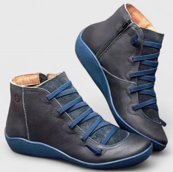 Damen Boots mit Schnürung und Reißverschluss in Braun - 2 - Trendlinie