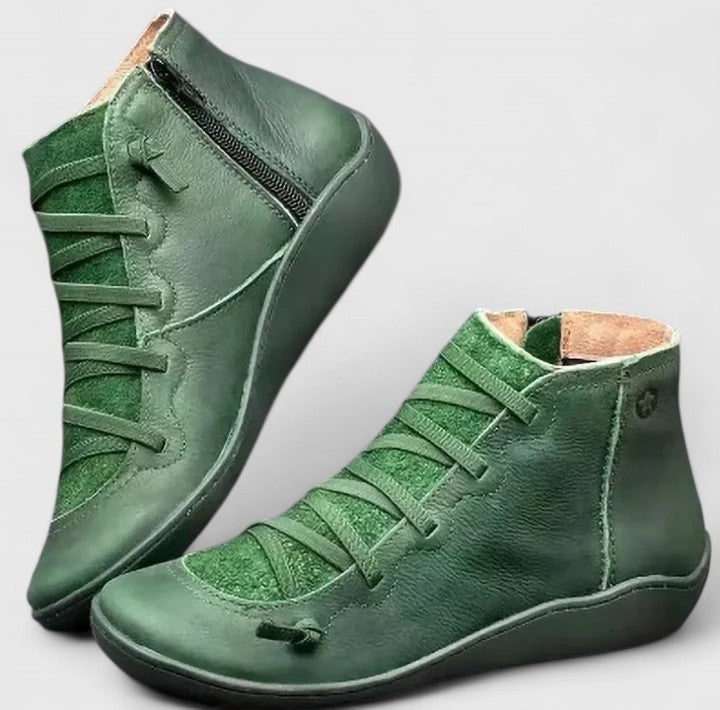 Damen Boots mit Schnürung und Reißverschluss in Braun - 3 - Trendlinie