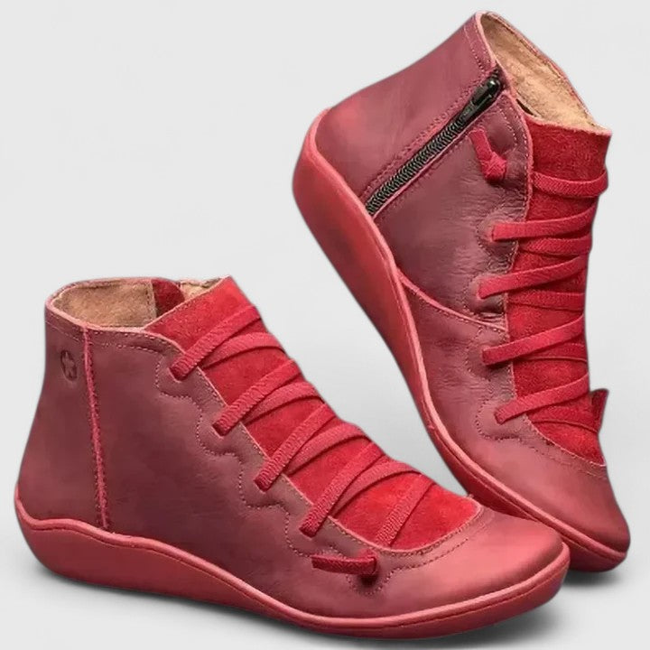 Damen Boots mit Schnürung und Reißverschluss in Braun - 4 - Trendlinie