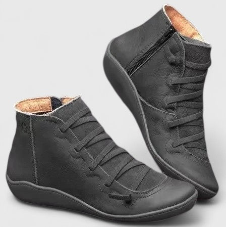 Damen Boots mit Schnürung und Reißverschluss in Braun - 5 - Trendlinie