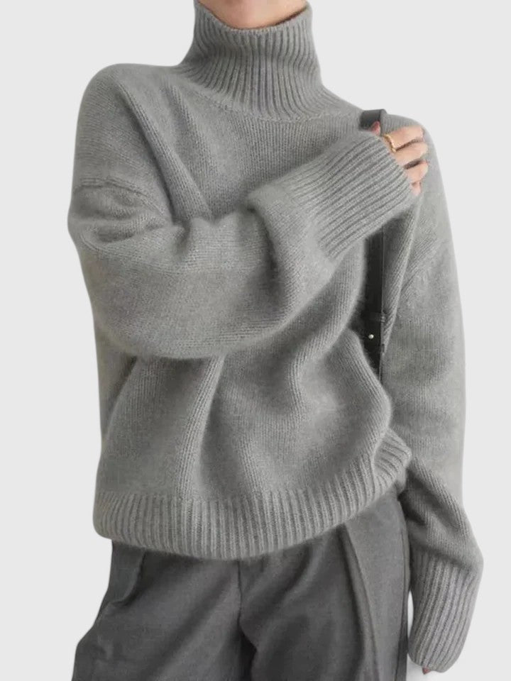 Damen Pullover mit hohem Kragen und lässiger Passform - 1 - Trendlinie