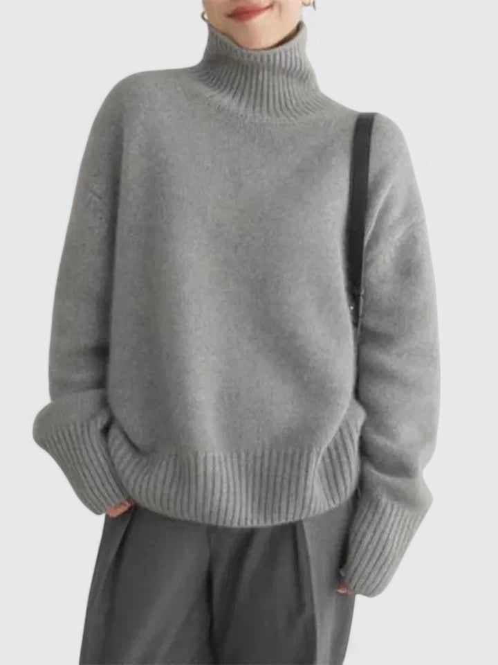 Damen Pullover mit hohem Kragen und lässiger Passform - 3 - Trendlinie