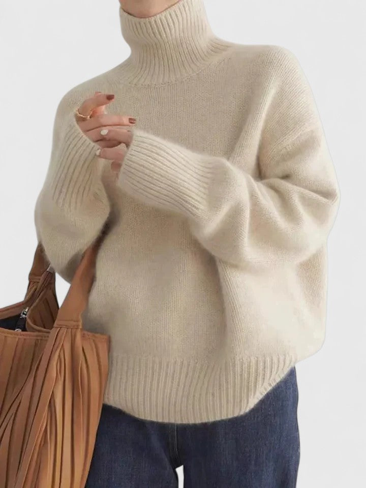Damen Pullover mit hohem Kragen und lässiger Passform - 4 - Trendlinie