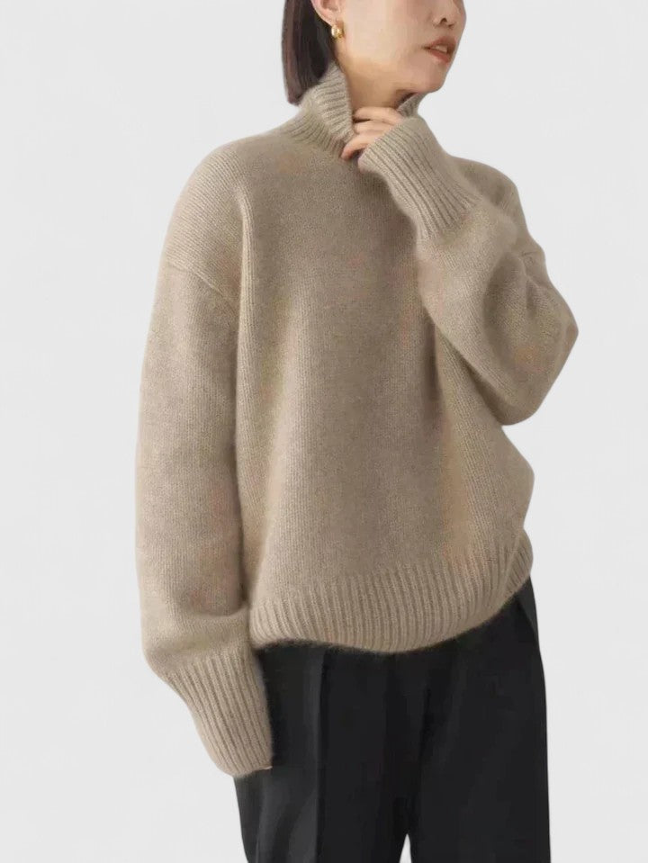 Damen Pullover mit hohem Kragen und lässiger Passform - 5 - Trendlinie