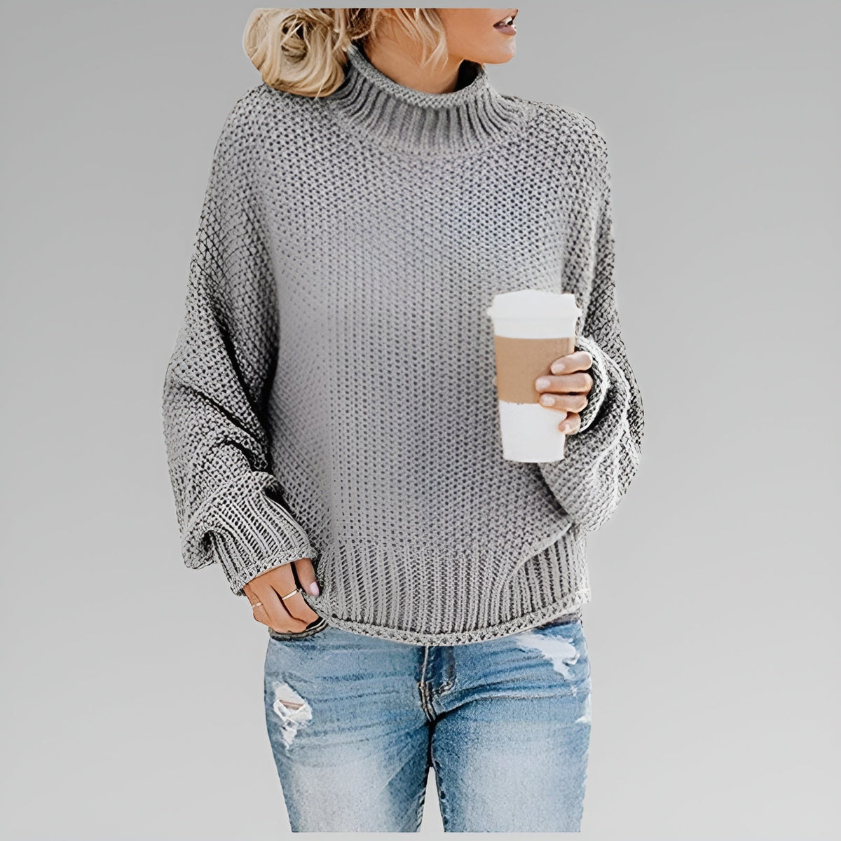 Damen Pullover mit Stehkragen und lässiger Passform - 3 - Trendlinie