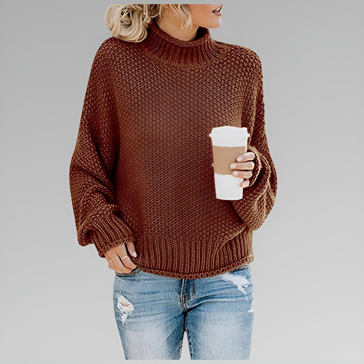 Damen Pullover mit Stehkragen und lässiger Passform - 5 - Trendlinie