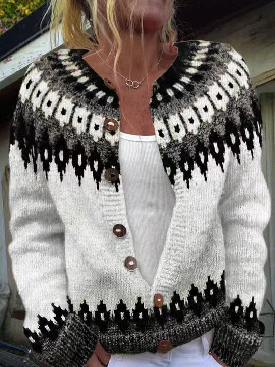 Damen Cardigan mit klassischem Muster und Knöpfen - 1 - Trendlinie