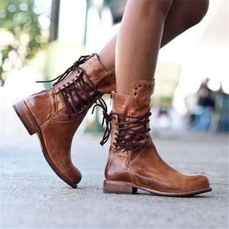 Damen Boots mit Schnürung und modischer Akzent - 5 - Trendlinie