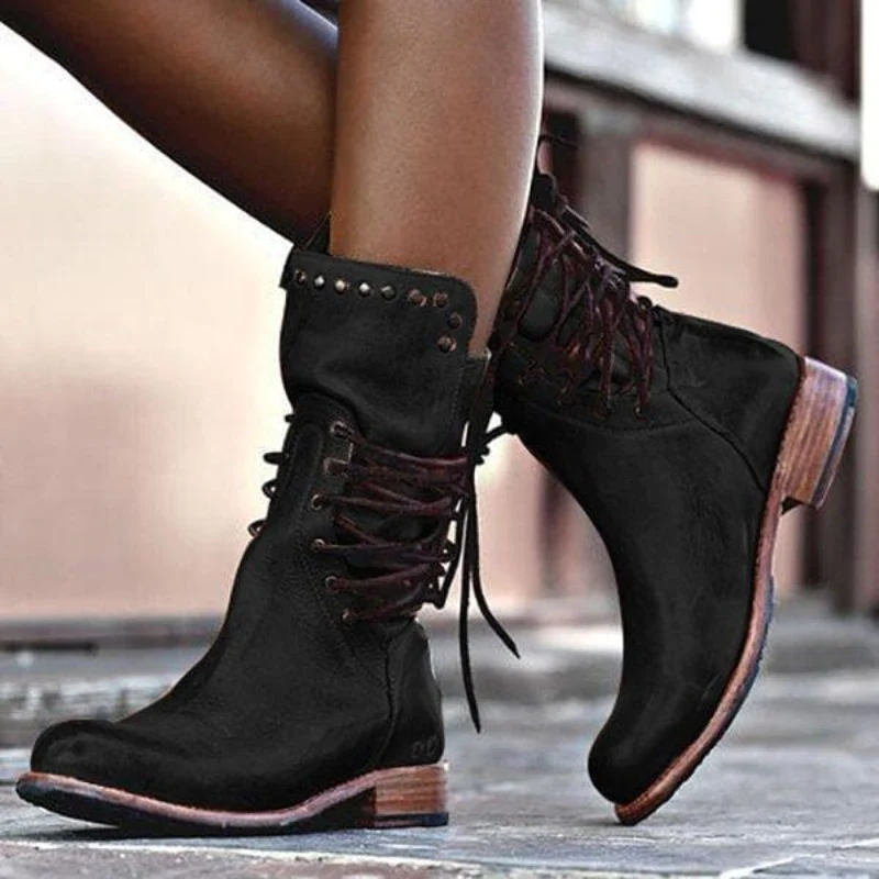 Damen Boots mit Schnürung und modischer Akzent - 6 - Trendlinie