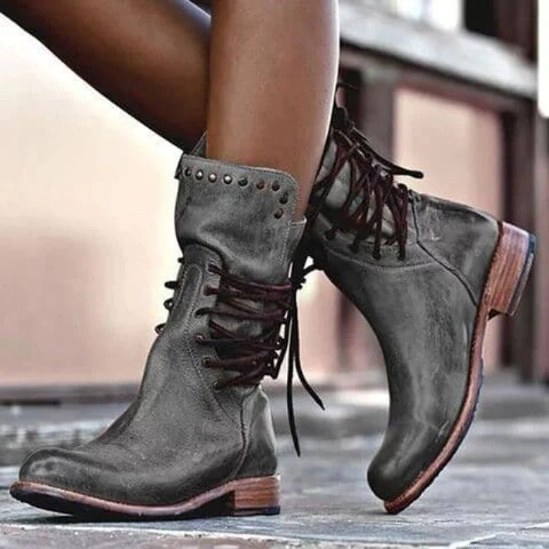 Damen Boots mit Schnürung und modischer Akzent - 7 - Trendlinie