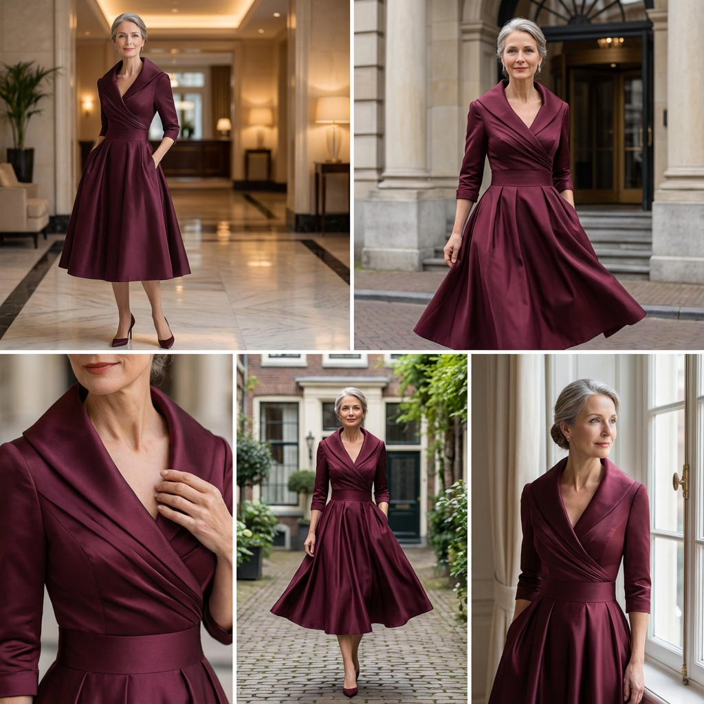 Elegantes Abendkleid Damen mit Wickelschnitt und schwingendem Rock - 1 - Trendlinie