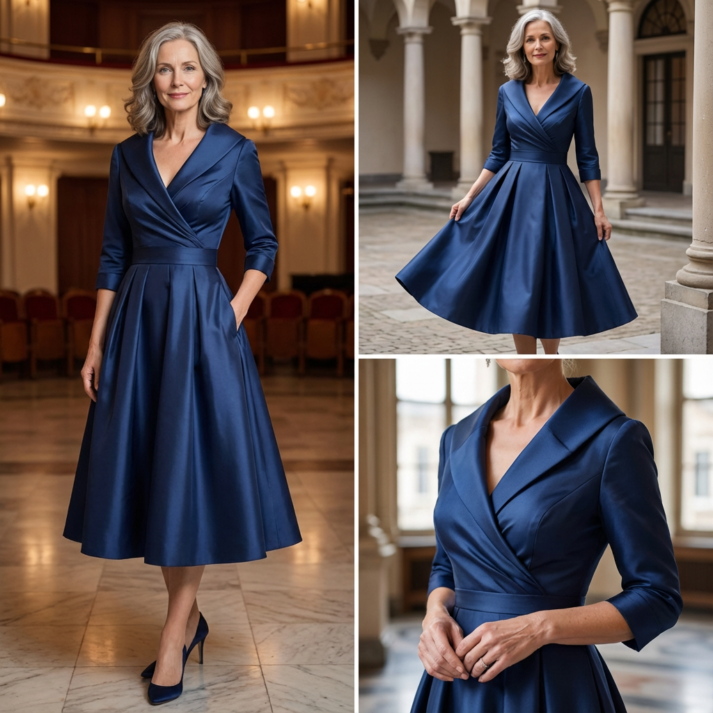 Elegantes Abendkleid Damen mit Wickelschnitt und schwingendem Rock - 2 - Trendlinie