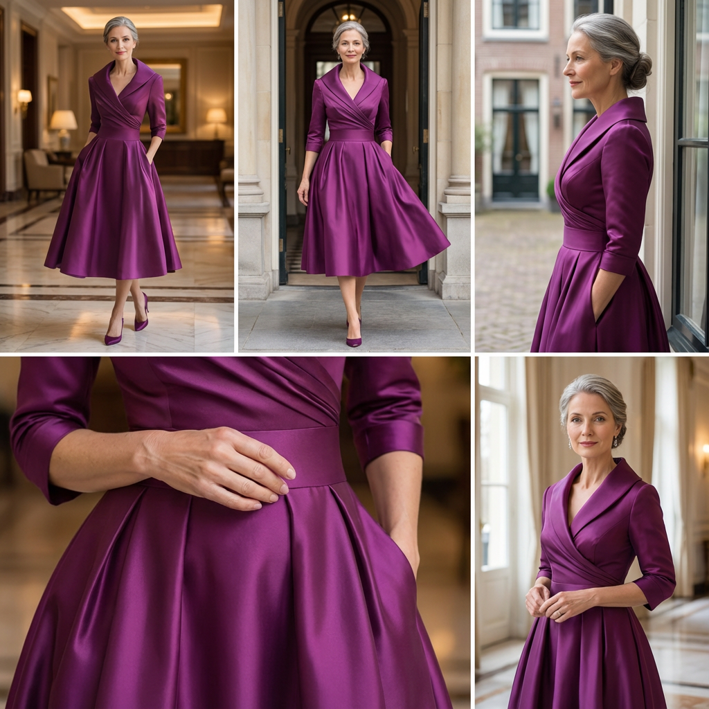 Elegantes Abendkleid Damen mit Wickelschnitt und schwingendem Rock - 3 - Trendlinie