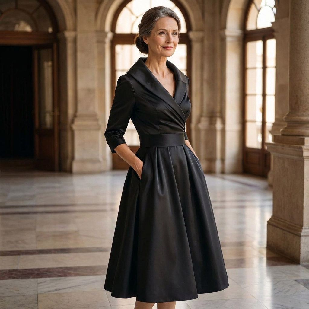 Elegantes Abendkleid Damen mit Wickelschnitt und schwingendem Rock - 5 - Trendlinie