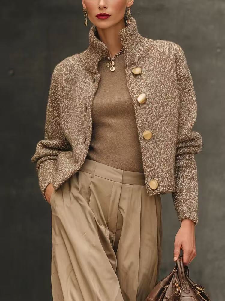 Damen Jacke mit Stehkragen und Knopfdetails - 1 - Trendlinie