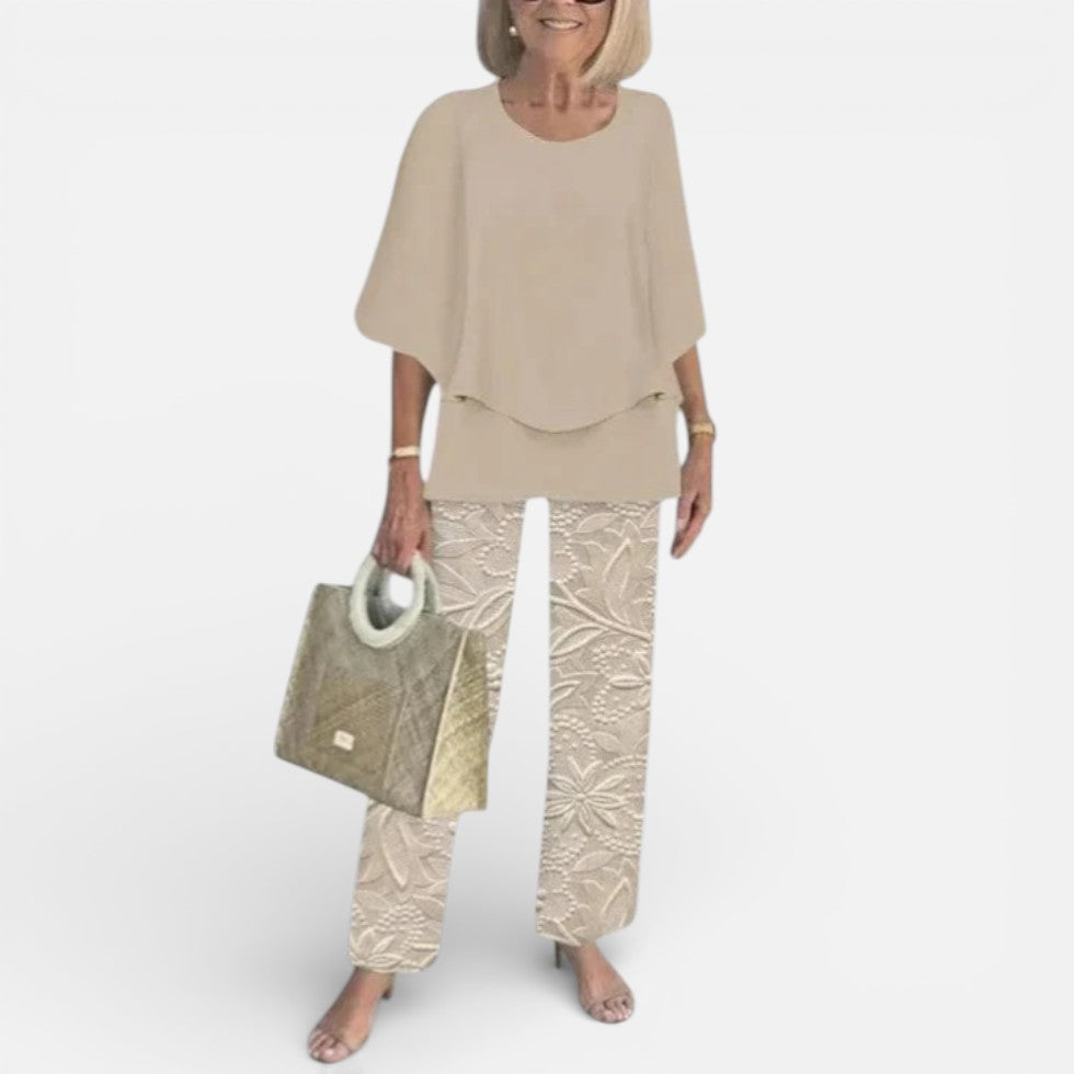 Damen Outfit mit modischer Bluse und Hose im Blumenmuster - 4 - Trendlinie
