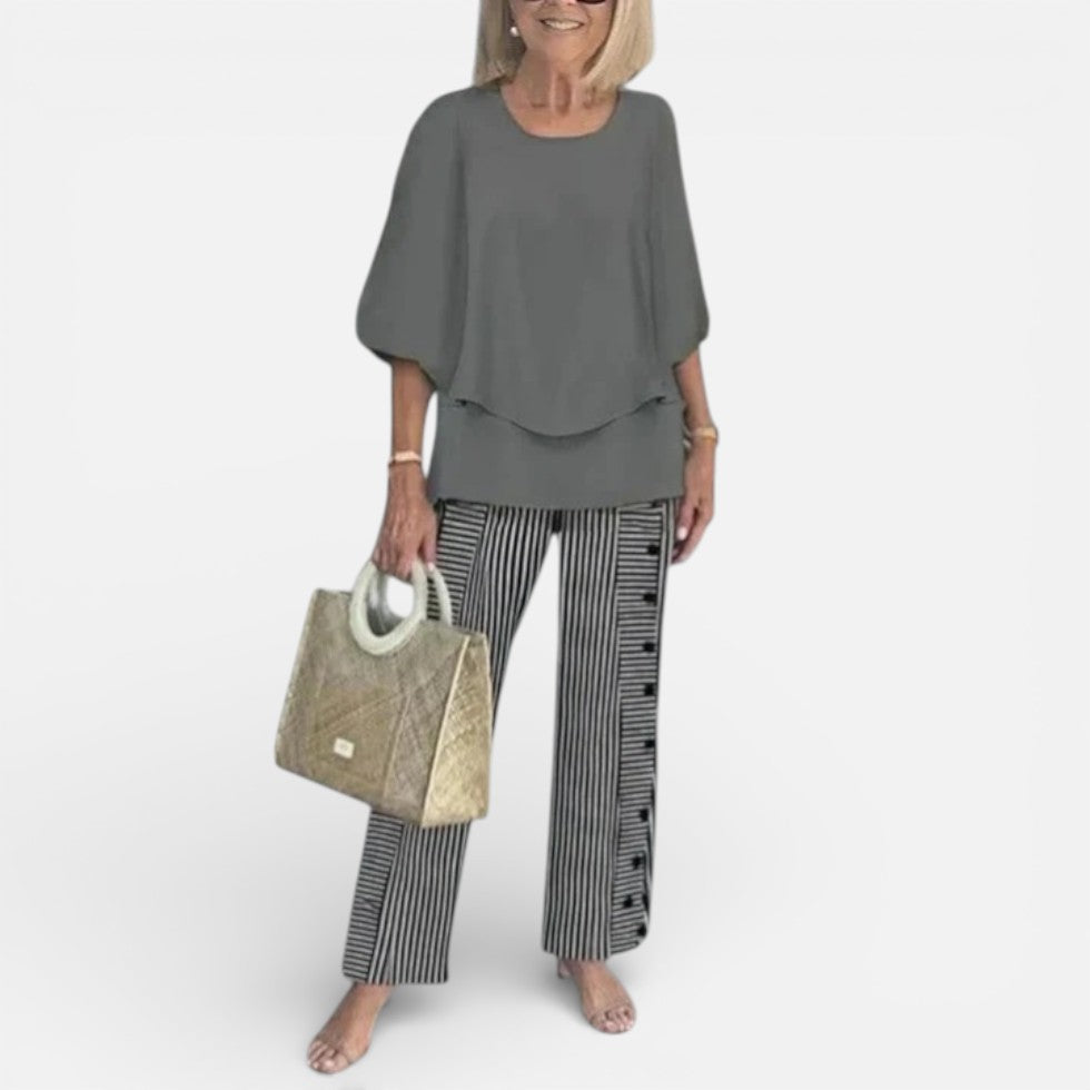 Damen Outfit mit modischer Bluse und Hose im Blumenmuster - 5 - Trendlinie