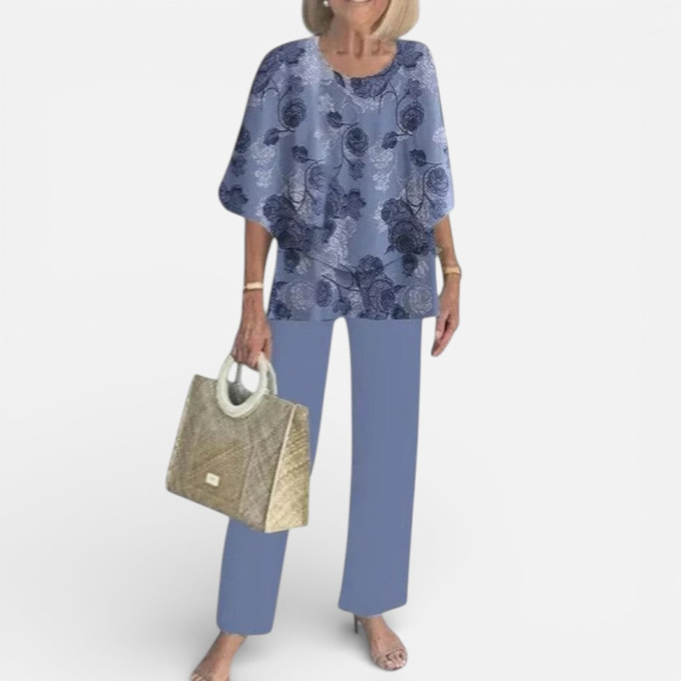 Damen Outfit mit modischer Bluse und Hose im Blumenmuster - 6 - Trendlinie