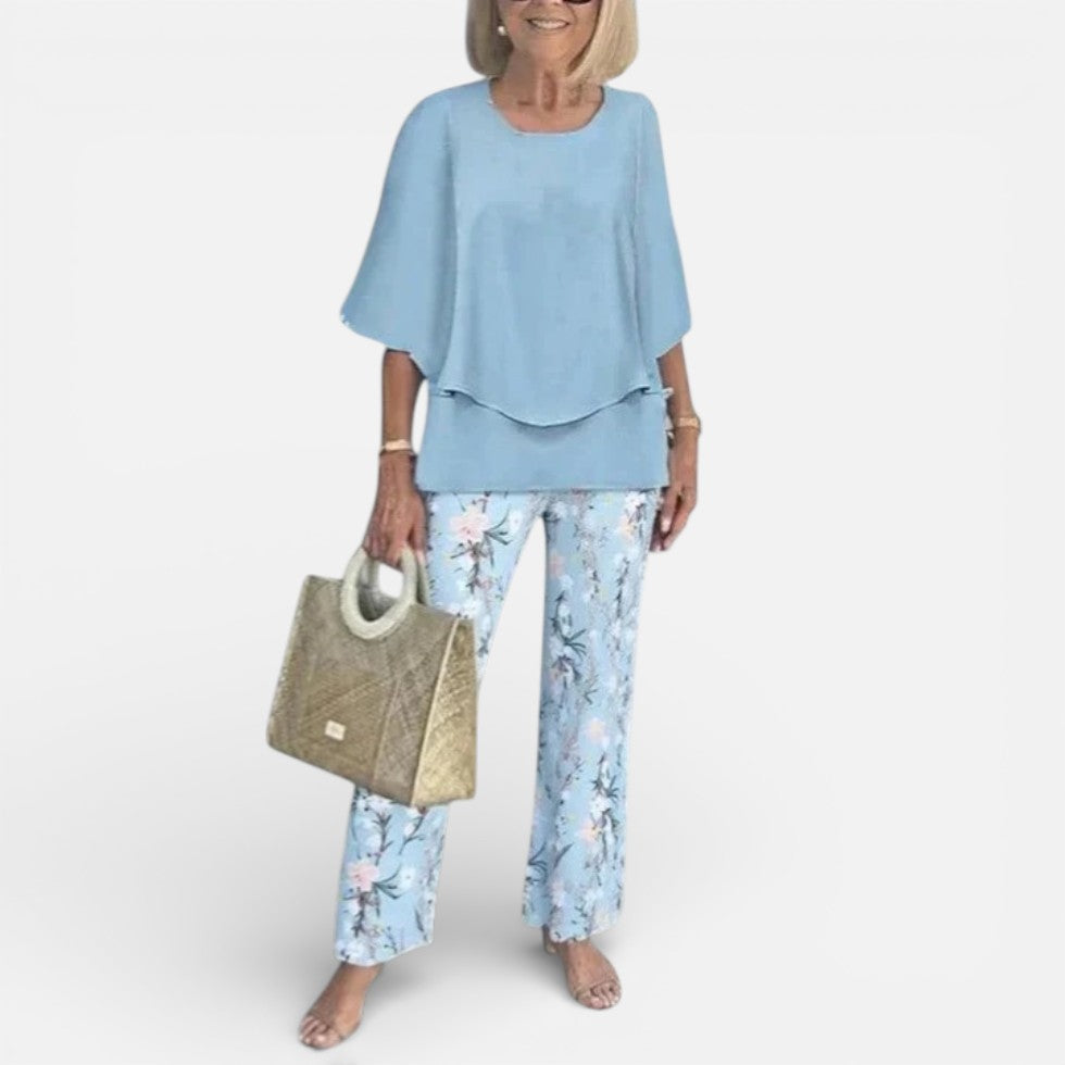 Damen Outfit mit modischer Bluse und Hose im Blumenmuster - 7 - Trendlinie