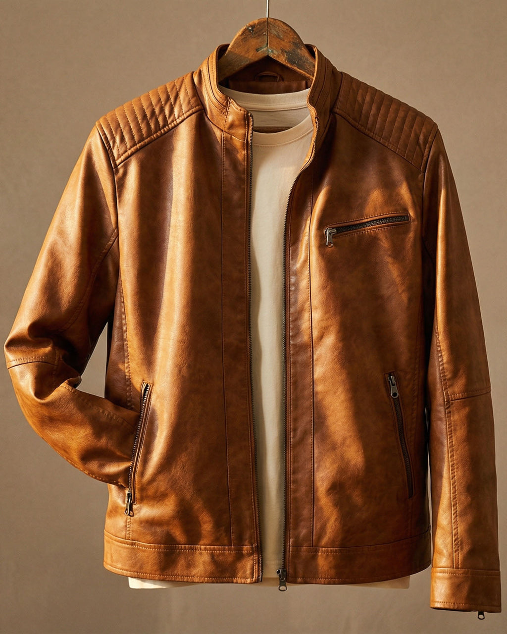 Lederjacke Damen mit Steppdetails und modernem Schnitt - 1 - Trendlinie