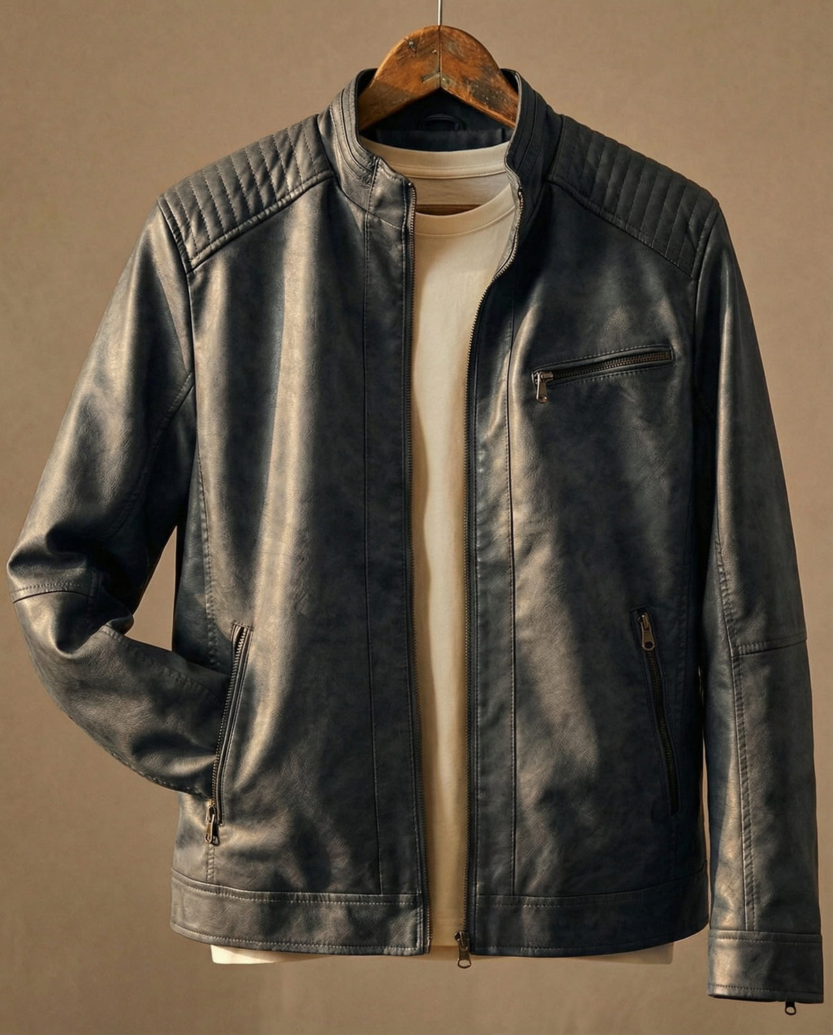 Lederjacke Damen mit Steppdetails und modernem Schnitt - 5 - Trendlinie