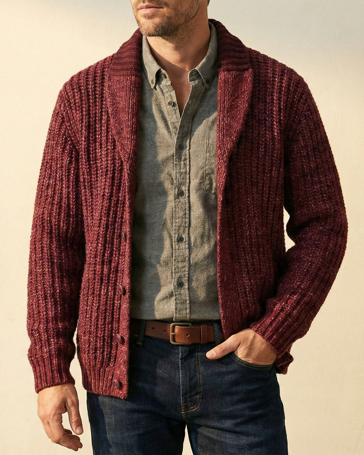 Damen Cardigan mit Schalkragen und strukturiertem Design - 4 - Trendlinie