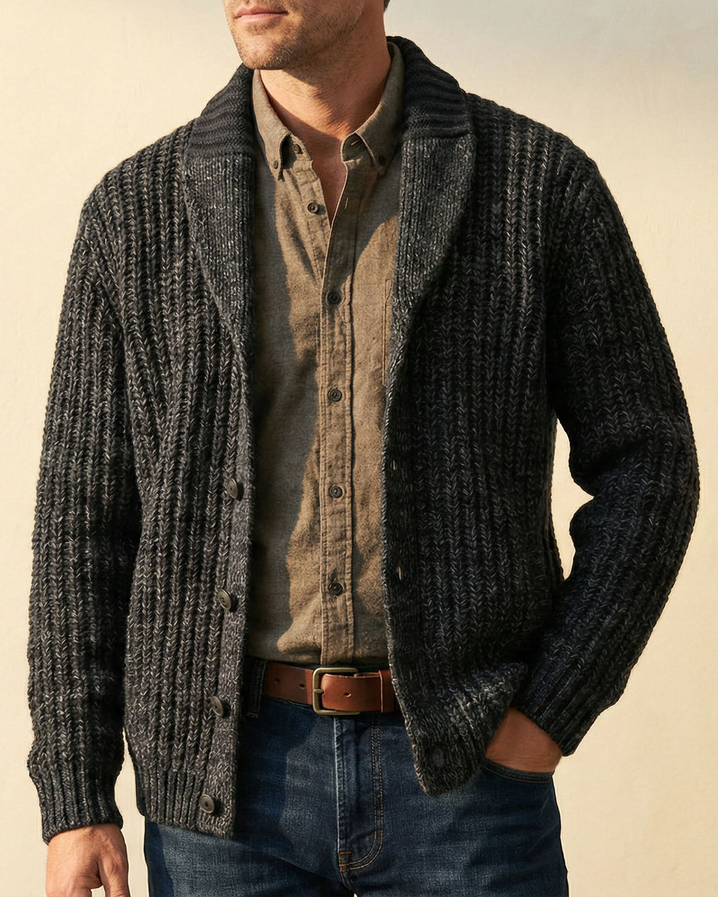 Damen Cardigan mit Schalkragen und strukturiertem Design - 5 - Trendlinie