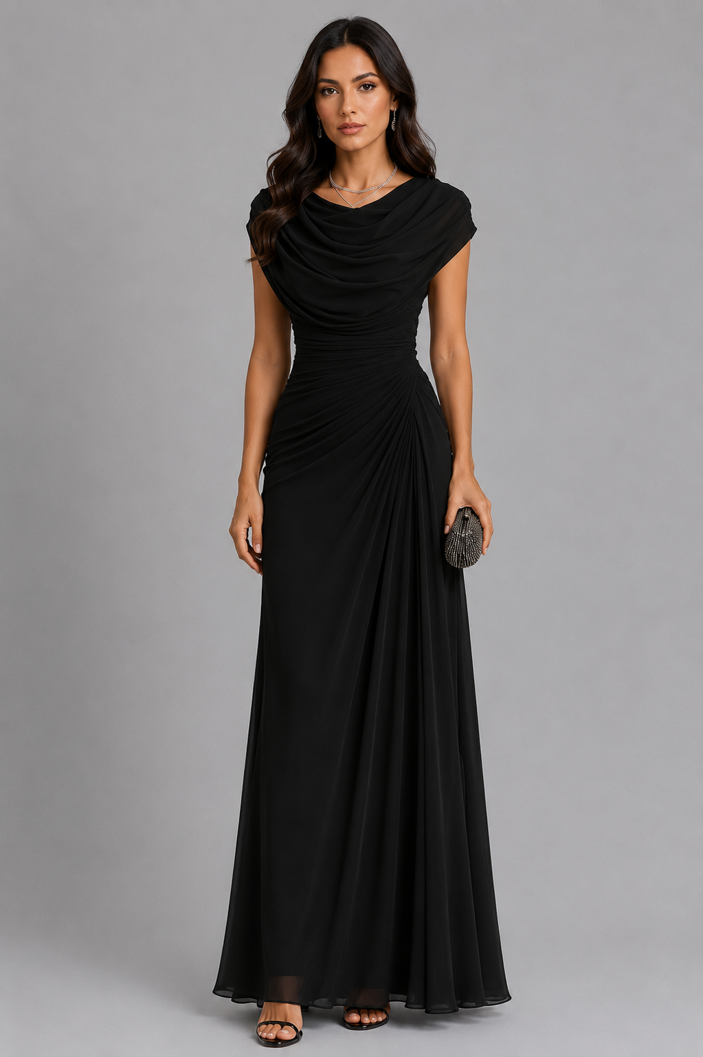 Abendkleid Damen mit Wickelschnitt und Drapierung - 5 - Trendlinie