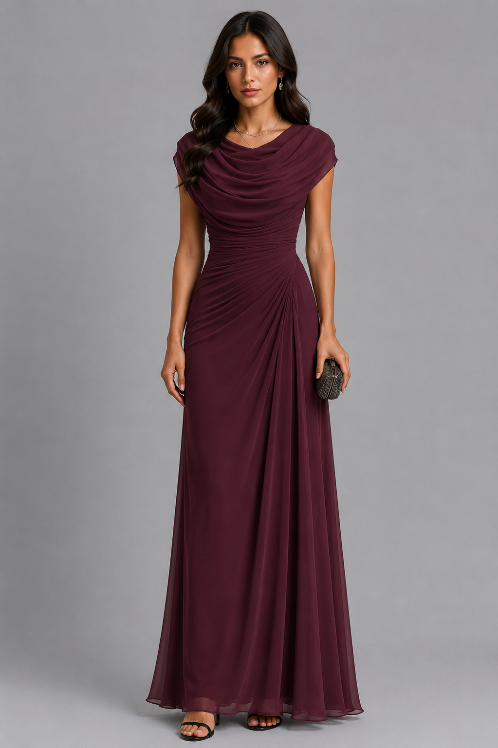 Abendkleid Damen mit Wickelschnitt und Drapierung - 7 - Trendlinie