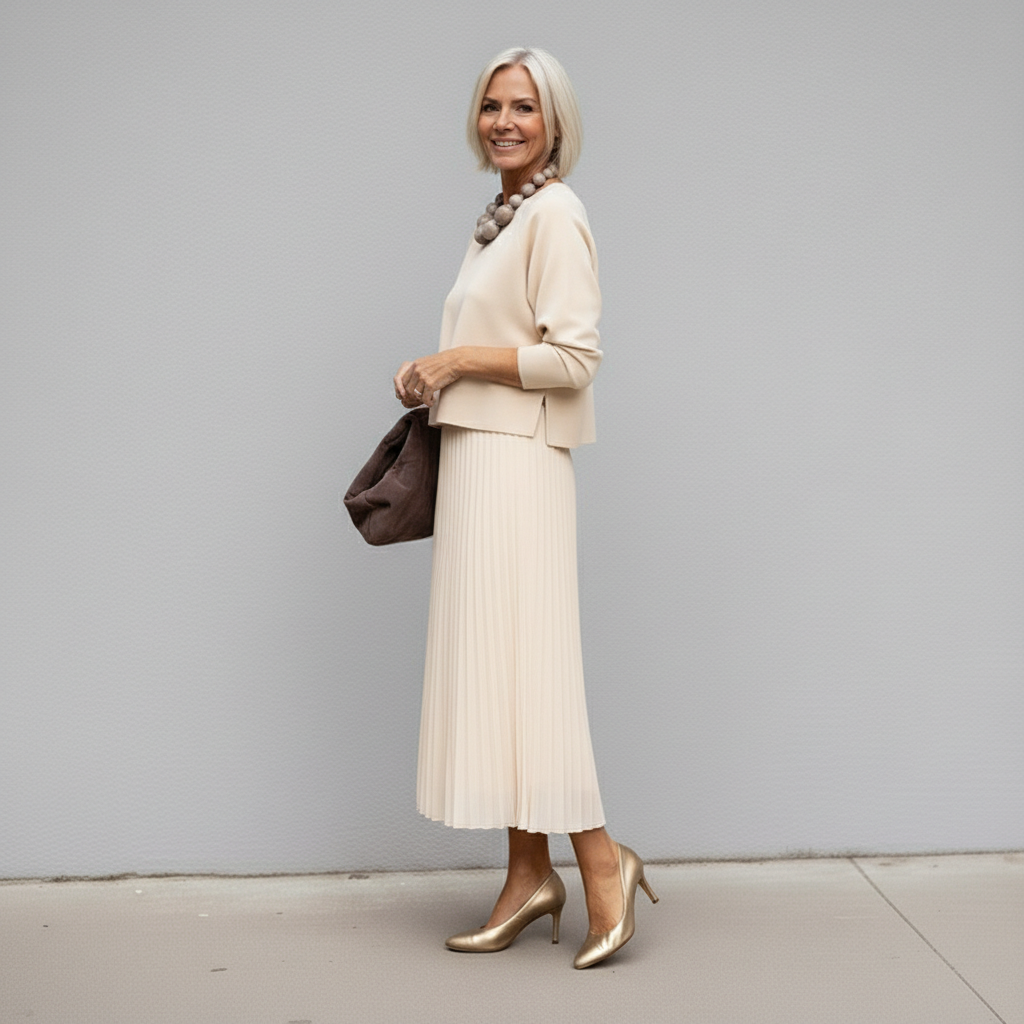Midi Kleid Damen mit Tüllrock und Rundhalsausschnitt - 5 - Trendlinie