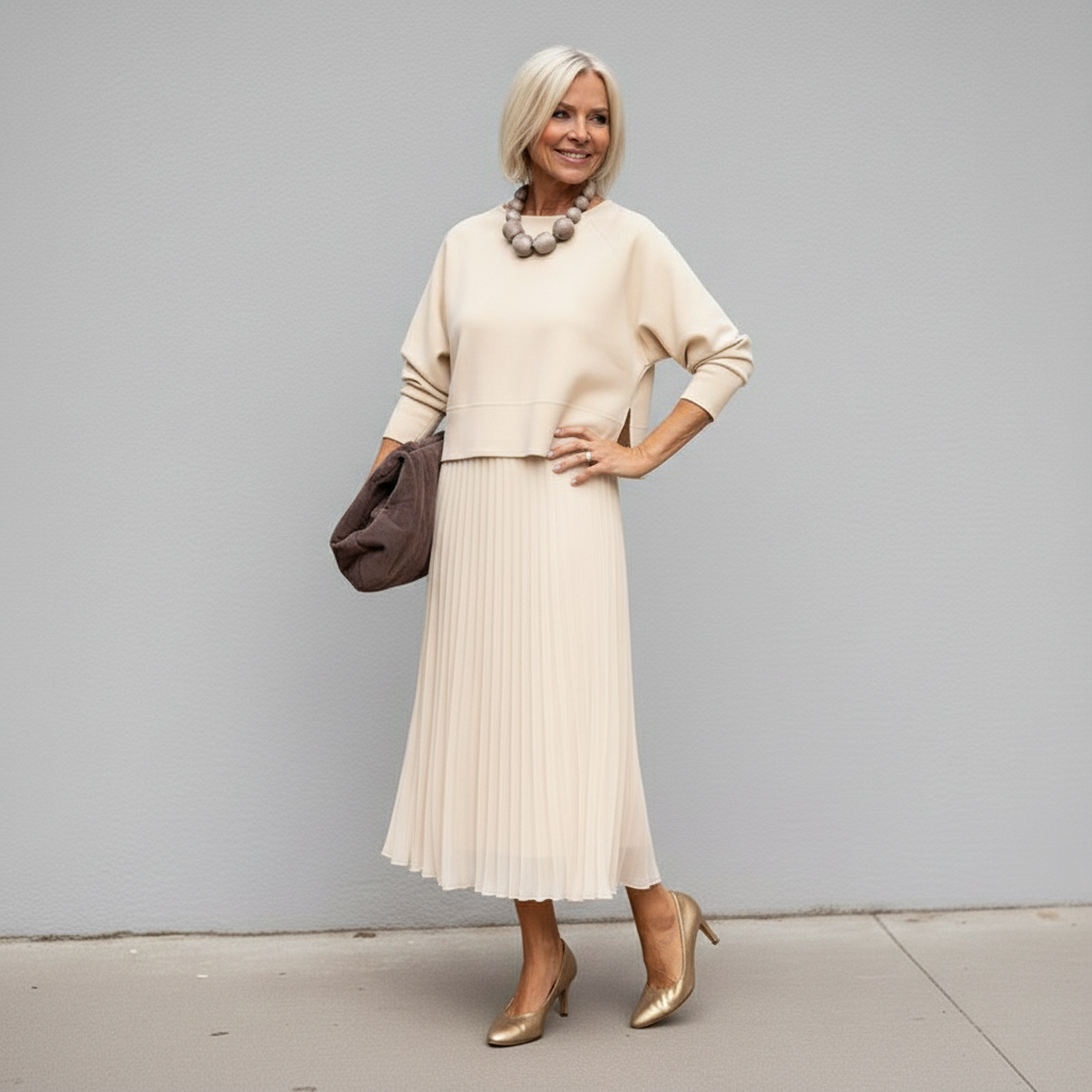 Midi Kleid Damen mit Tüllrock und Rundhalsausschnitt - 12 - Trendlinie