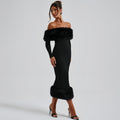 Abendkleid Damen mit Off-Shoulder und eleganten Volants - 1 - Trendlinie