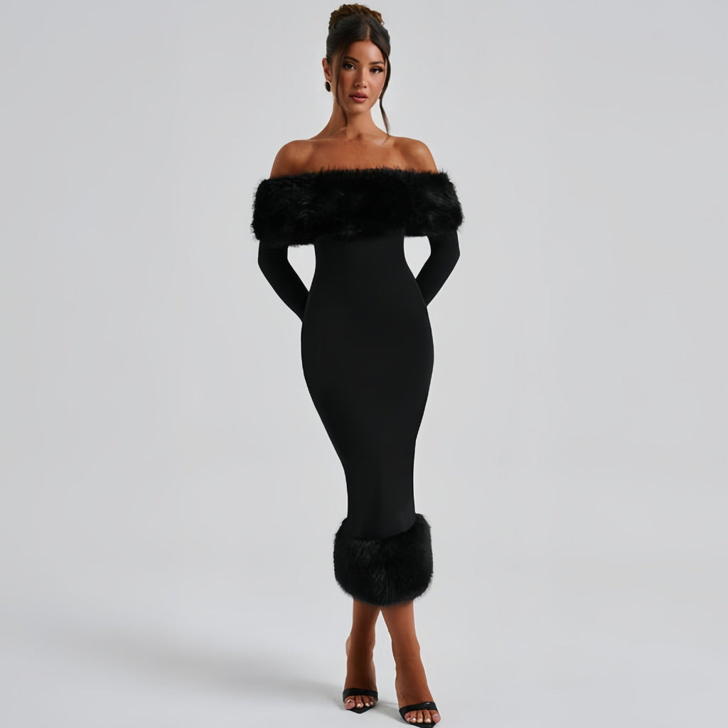 Abendkleid Damen mit Off-Shoulder und eleganten Volants - 4 - Trendlinie