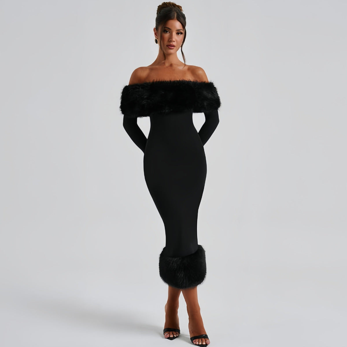 Abendkleid Damen mit Off-Shoulder und eleganten Volants - 4 - Trendlinie