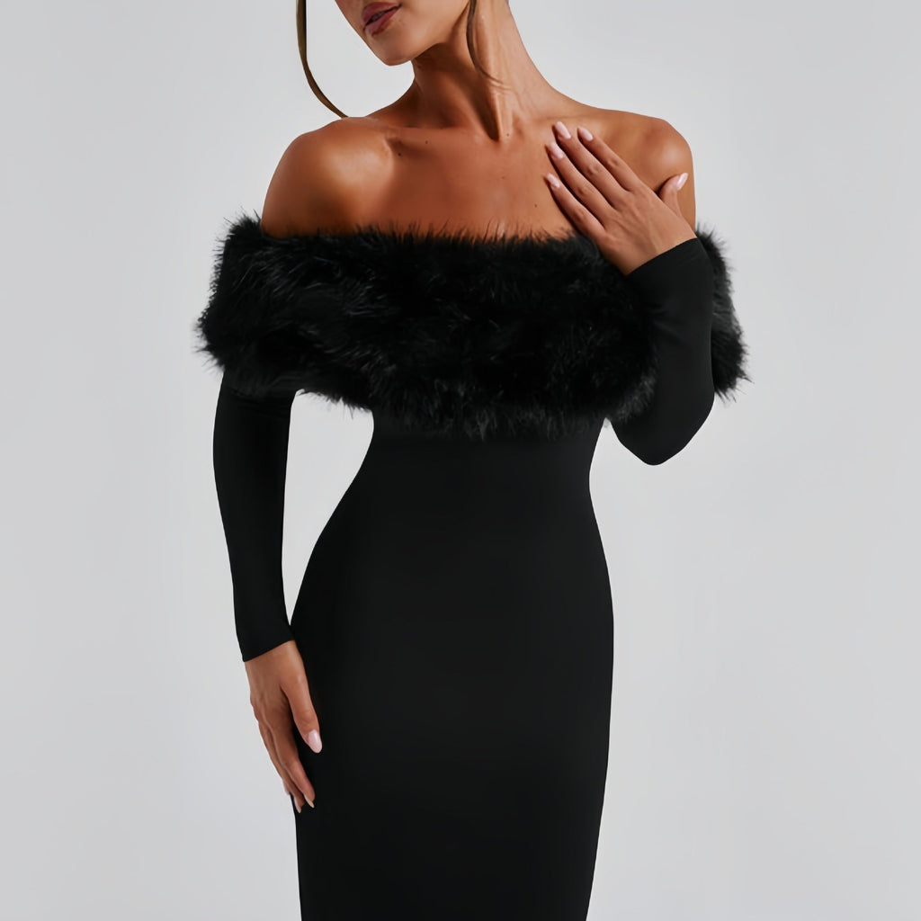 Abendkleid Damen mit Off-Shoulder und eleganten Volants - 7 - Trendlinie